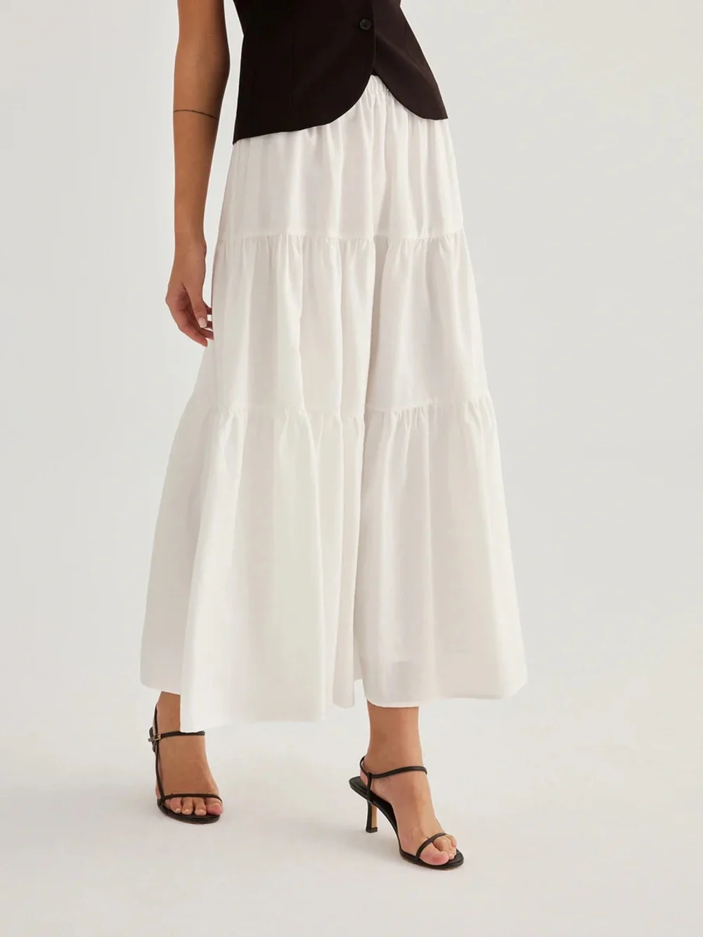 Commense Tencel Blend Tiered Maxi Skirt